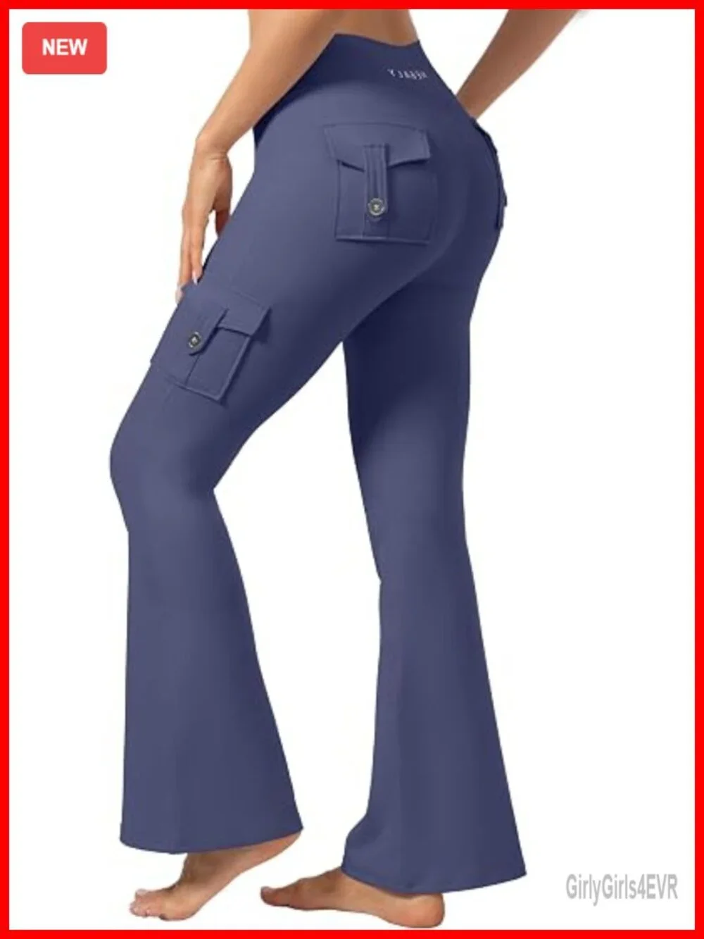 High Waisted Flare Leggings with Pockets Hidden Scrunch No Front Seam